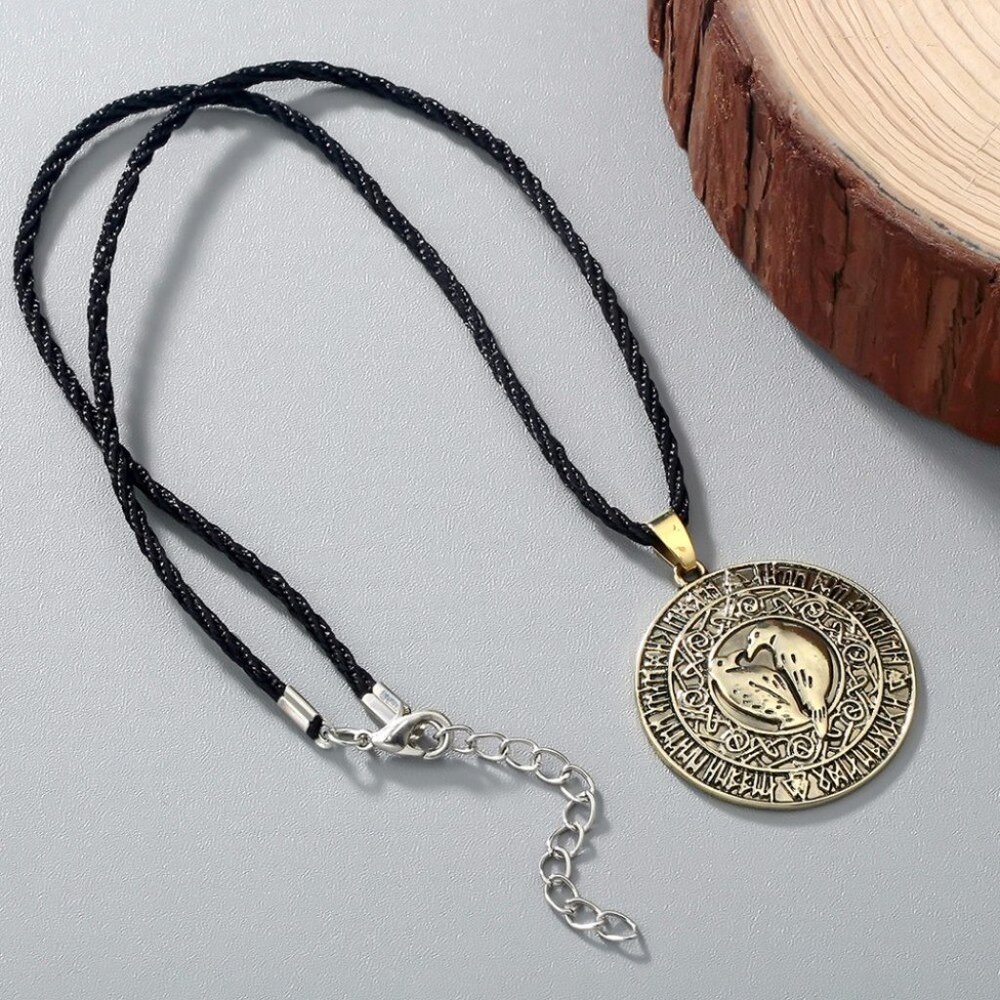 Viking Necklace Bird Pendant • Retro Odin Rune Symbol • Antique Slavic Nordic - Picture 6 of 7